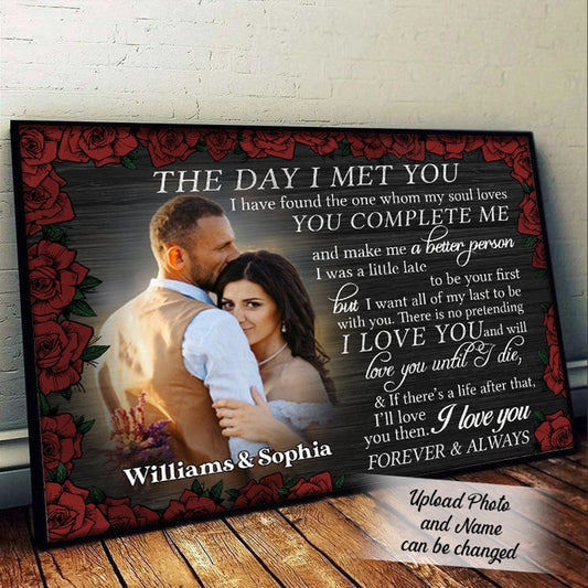 Póster personalizado de San Valentín para parejas El día que te conocí, lienzo