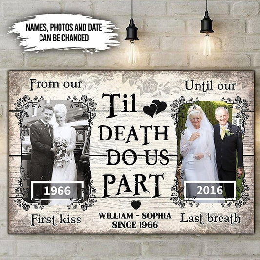 Póster personalizado de San Valentín para parejas desde nuestro primer beso hasta el último aliento, lienzo