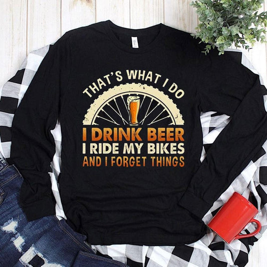 Camisetas de ciclismo, eso es lo que hago, bebo cerveza, voy en bicicleta, camisetas divertidas de ciclismo