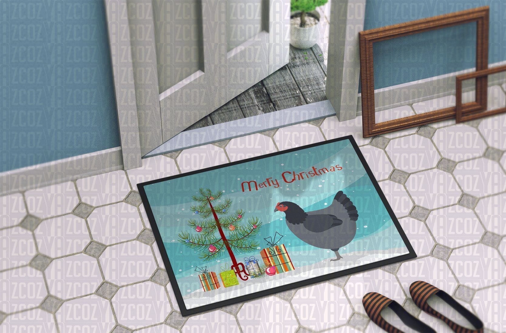 Jersey Giant Chicken Christmas Chicken Doormat