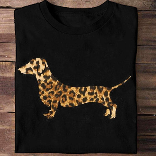 Camisetas de Dachshund con estampado de leopardo
