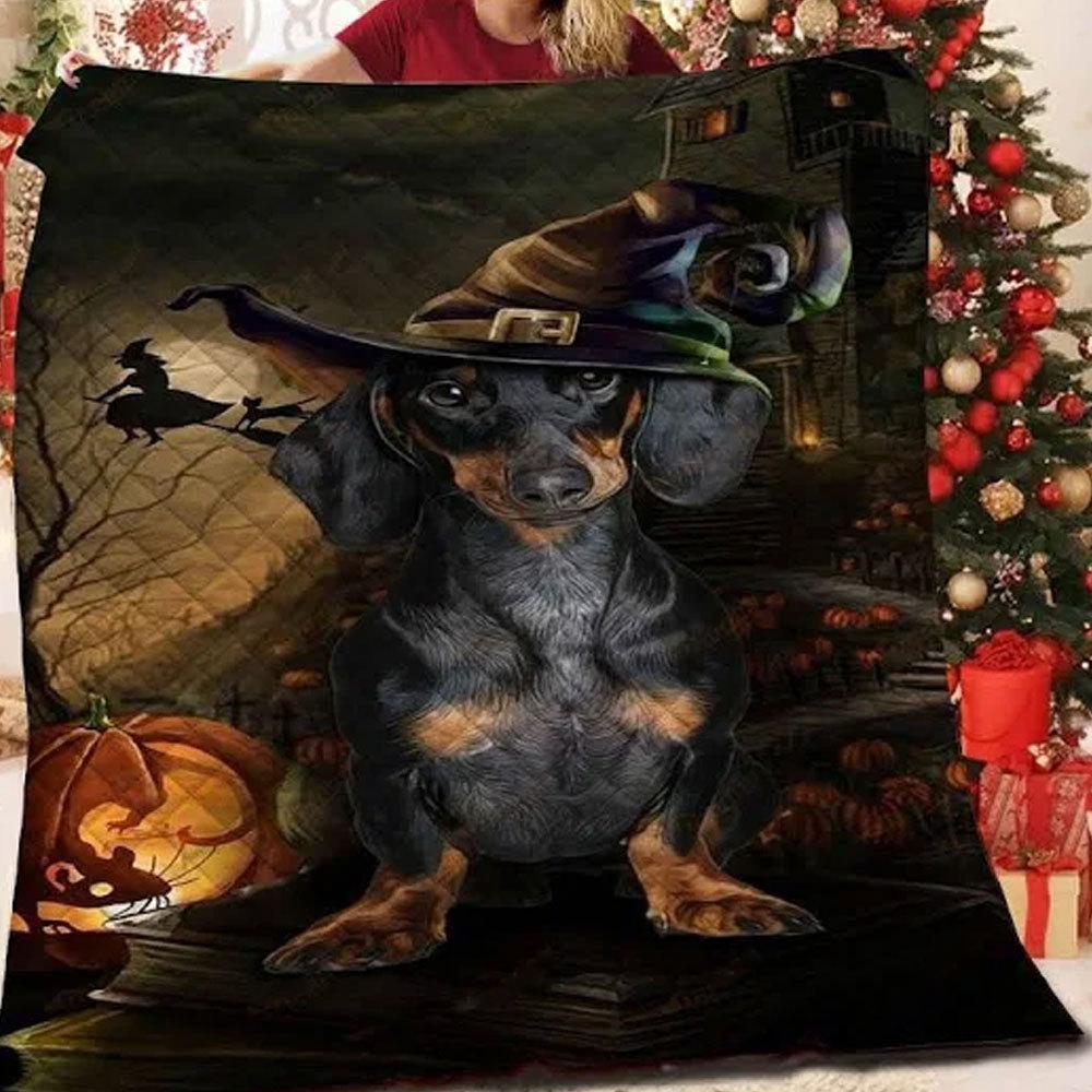 Manta de perro salchicha para Halloween, forro polar y sherpa