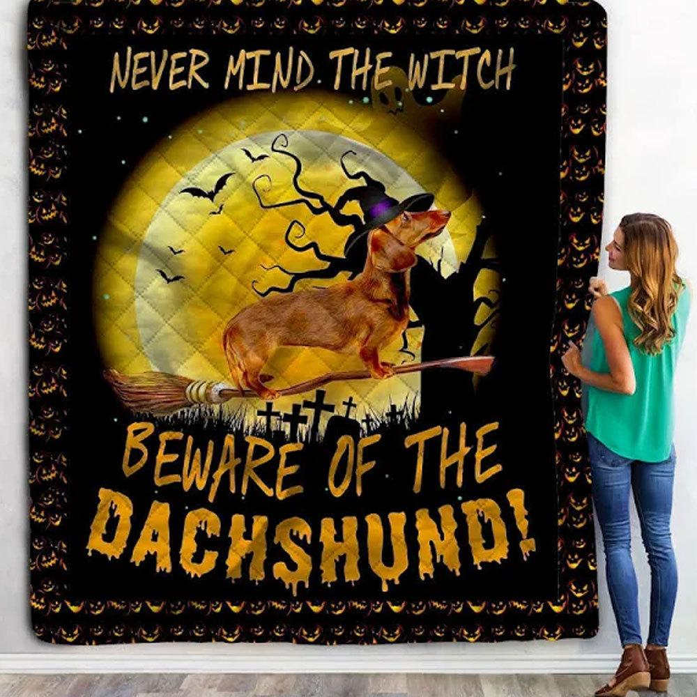 Never Mind The Witch Beware Of The Halloween Dachshund Blanket, Fleece & Sherpa