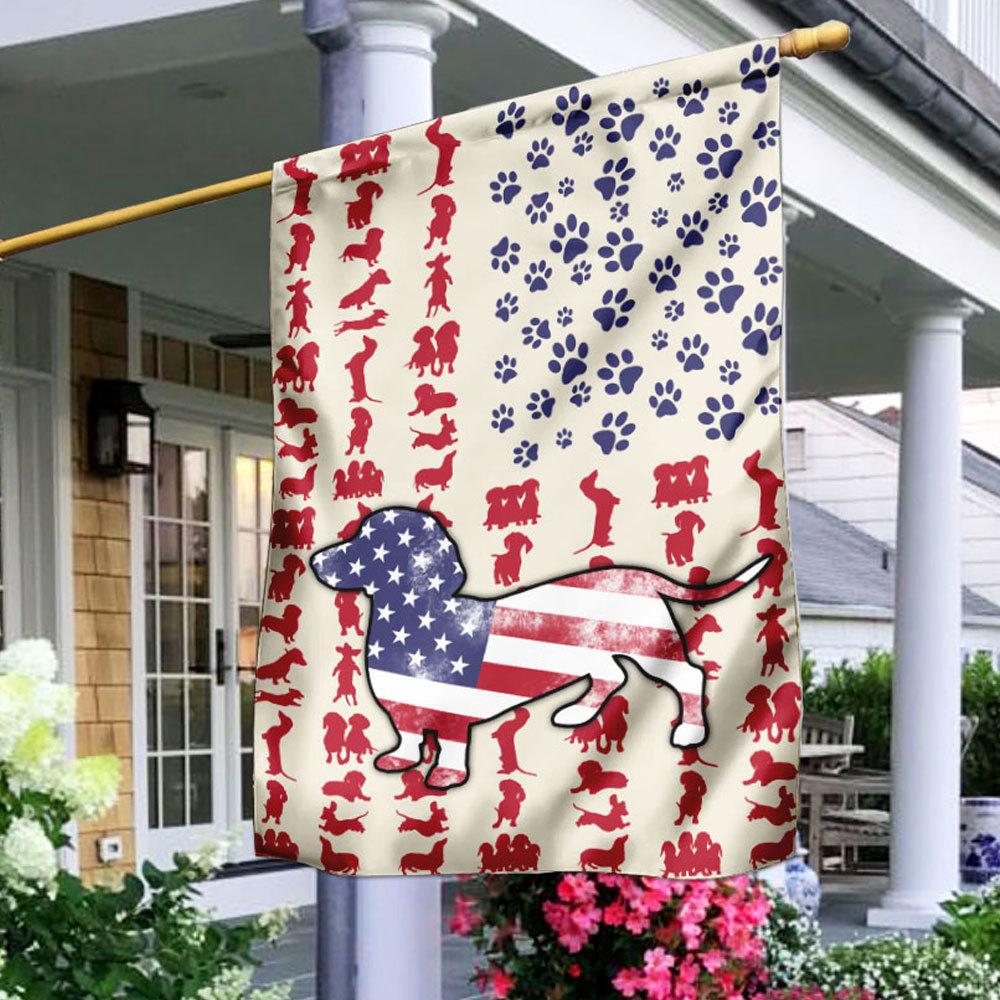 American Dachshund Flag House & Garden