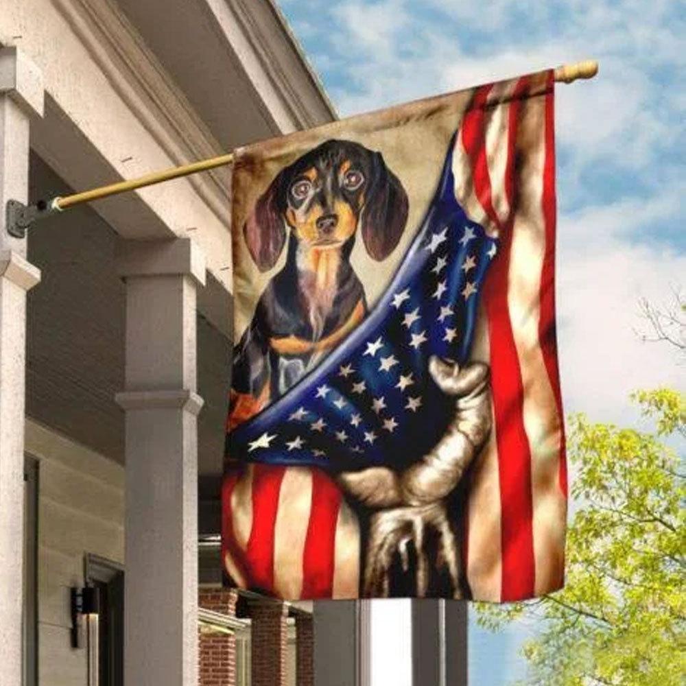 American Dachshund Flag House & Garden