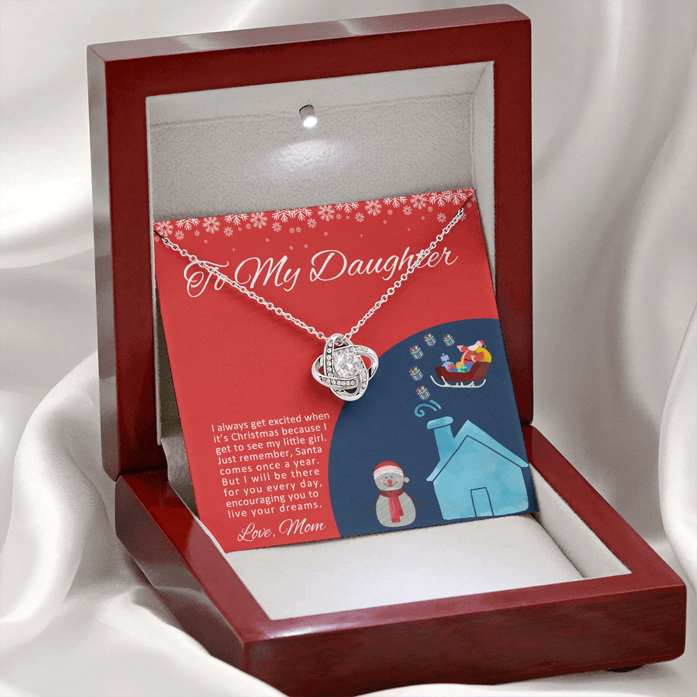 To My Daughter Love Knot Necklace - I Will Be There For You Every Day, Encouraging You To Live Your Dreams