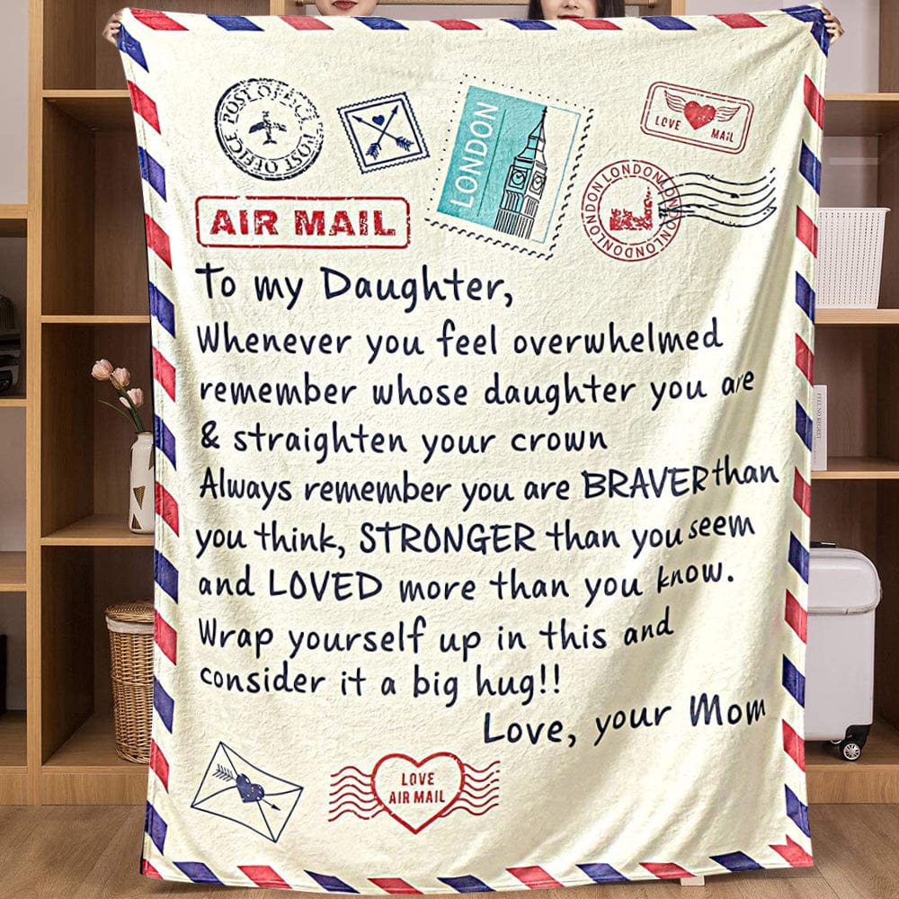 Para mi hija, con amor de mamá, carta por correo aéreo, manta de vellón y sherpa