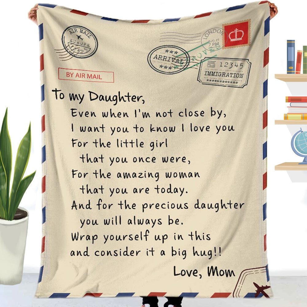 Para mi hija, con amor de mamá, carta por correo aéreo, manta de vellón y sherpa