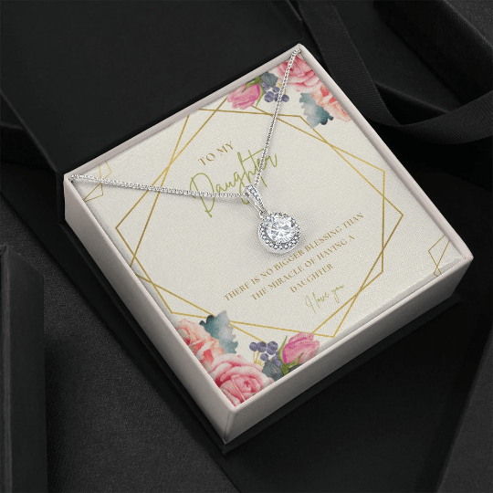 To My Daughter Necklace From Mom, Dad - There Is No Bigger Blessing Than The Miracle Of Having A Daughter