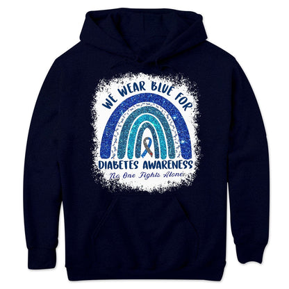 Nadie lucha solo. Usamos azul para concientizar sobre la diabetes. Sudadera con capucha y camisetas con el arcoíris