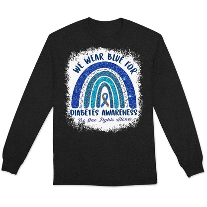 Nadie lucha solo. Usamos azul para concientizar sobre la diabetes. Sudadera con capucha y camisetas con el arcoíris