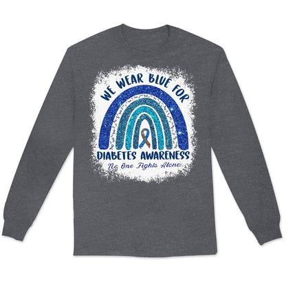 Nadie lucha solo. Usamos azul para concientizar sobre la diabetes. Sudadera con capucha y camisetas con el arcoíris