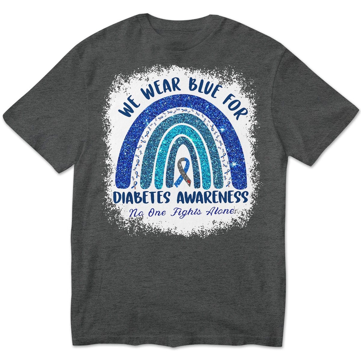 No One Fights Alone We Wear Blue For Diabetes Rainbow Shirt