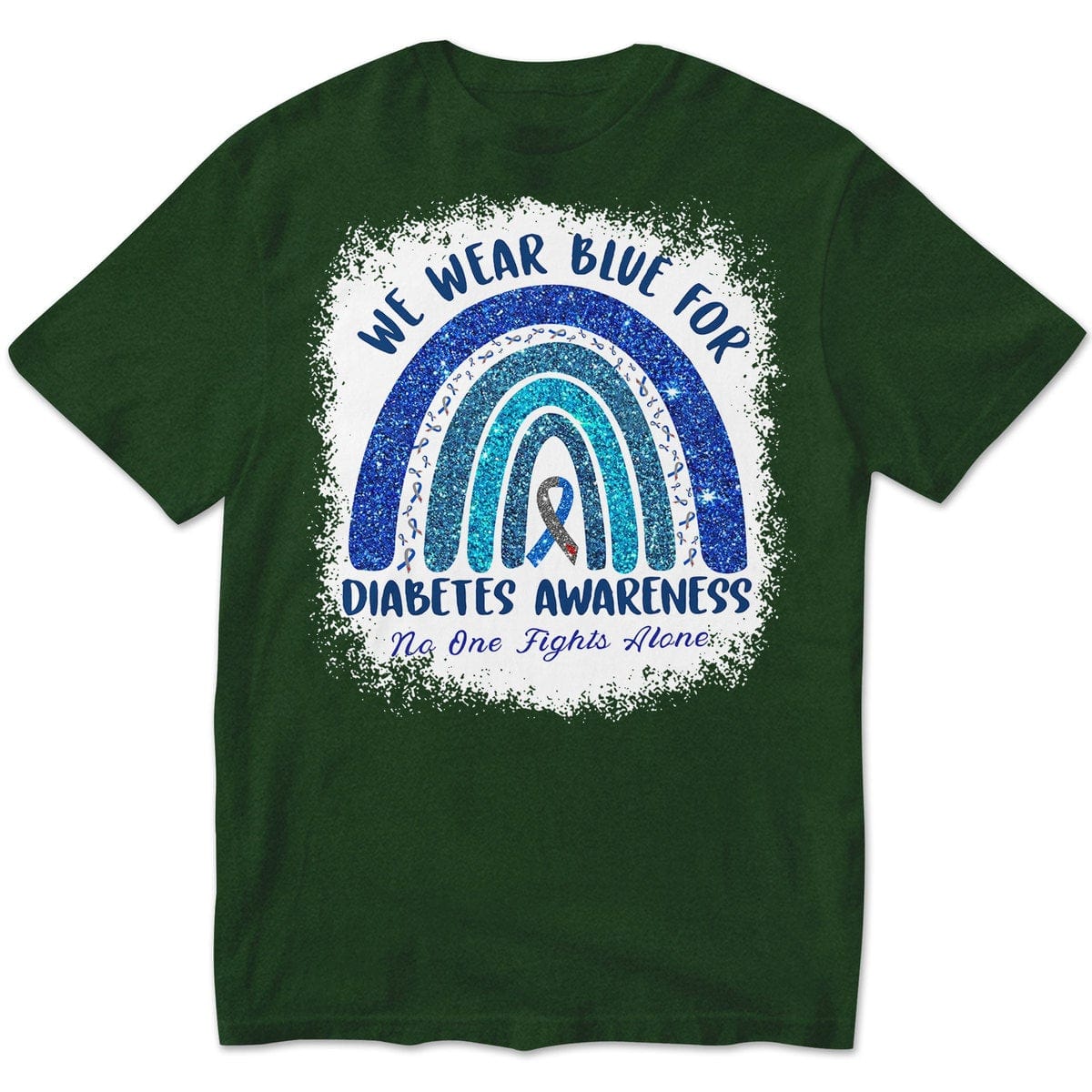 Nadie lucha solo. Usamos azul para concientizar sobre la diabetes. Sudadera con capucha y camisetas con el arcoíris
