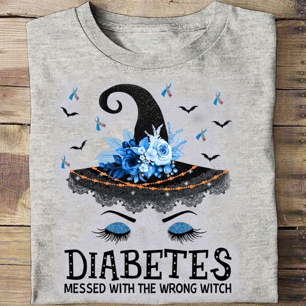 Messed With The Wrong Witch, Halloween Diabetes Shirts