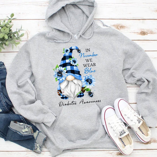 En noviembre usamos sudadera y camisetas azules con la bandera de la diabetes
