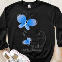 Faith Hope Love Butterfly Diabetes Shirts