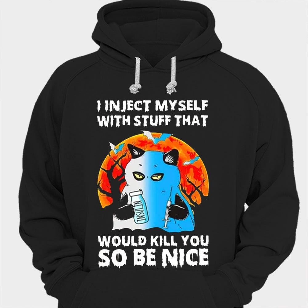 Me inyectaré cosas que serán muy agradables Camisetas de concienciación sobre la diabetes de gatos