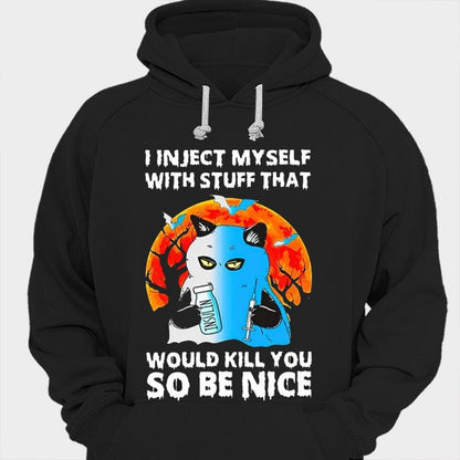 Me inyectaré cosas que serán muy agradables Camisetas de concienciación sobre la diabetes de gatos
