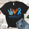 Diabetes Awareness Shirts Peace Love Cure Heart Ribbon