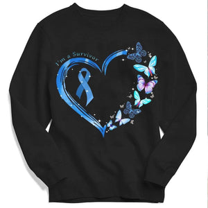 Sudadera con capucha y camiseta con el mensaje "Soy un superviviente con corazón de mariposa y lazo para la diabetes"