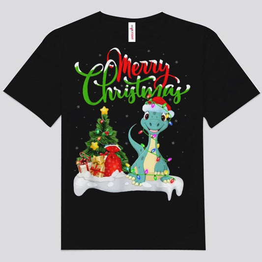 Camisetas de dinosaurios con feliz Navidad