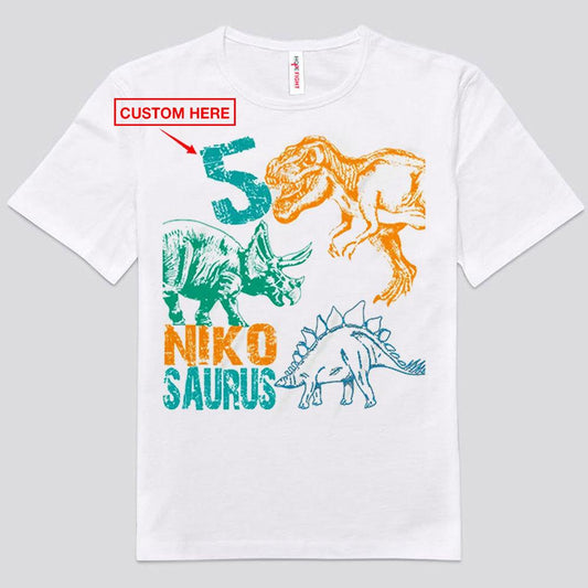 Camisetas de cumpleaños de dinosaurios personalizadas para la familia