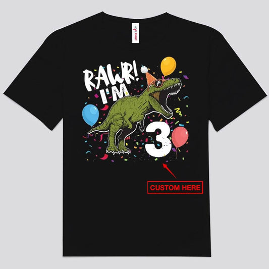 Camisetas de cumpleaños de dinosaurios personalizadas