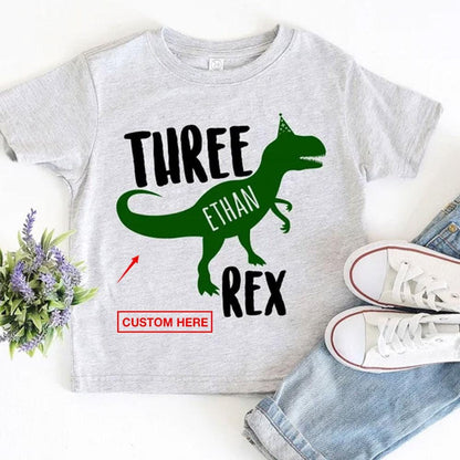 Camisetas de cumpleaños de dinosaurios personalizadas