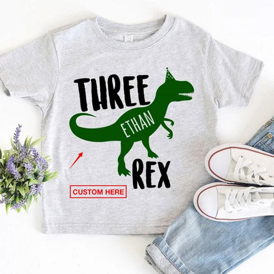 Camisetas de cumpleaños de dinosaurios personalizadas