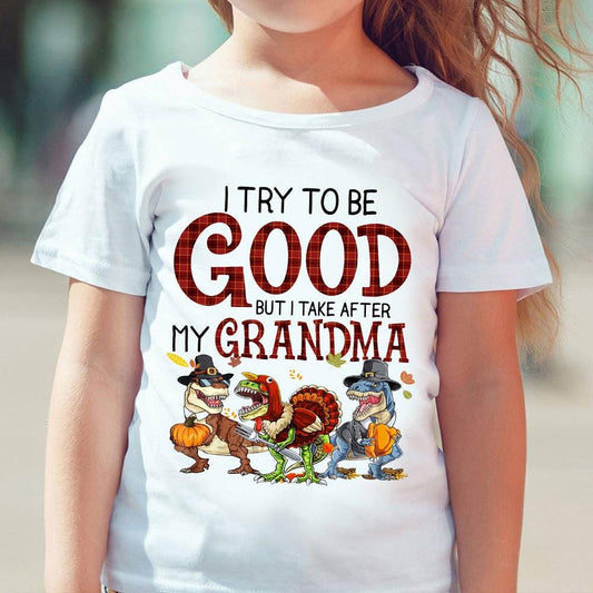 Trato de ser bueno, pero me parezco a mi abuela. Camisetas de dinosaurios
