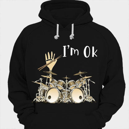 Camisetas divertidas de baterista con el mensaje "Estoy bien"