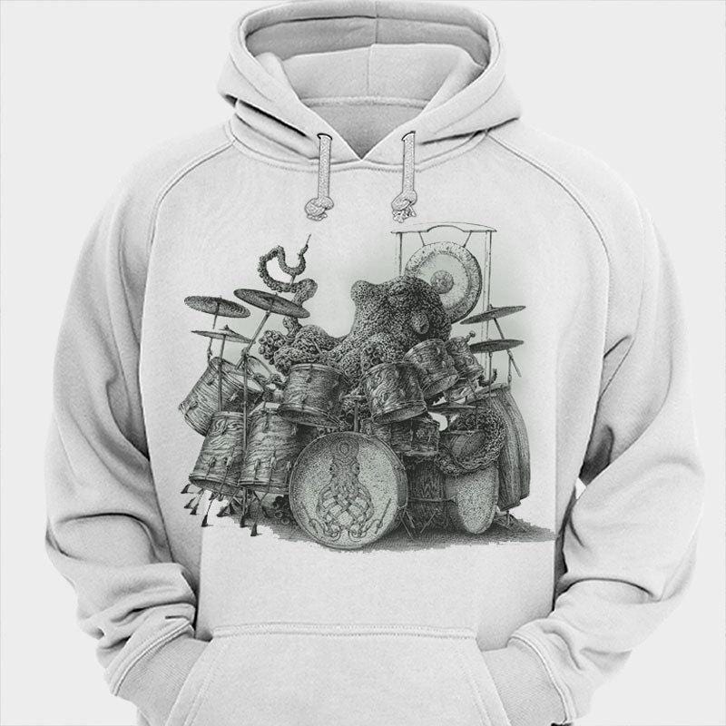 Pulpo tocando la batería, camisetas de baterista