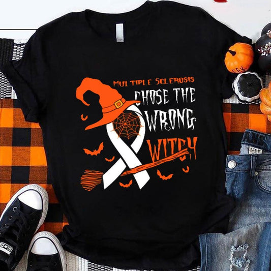 Camisetas de la Sra., Elige a la bruja equivocada, Camisetas de Halloween sobre esclerosis múltiple, Camisetas divertidas de la Sra.