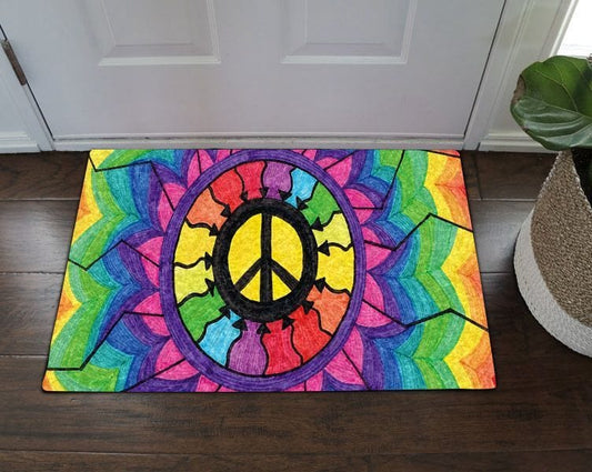 Hippie Peace Mandala  Hippie Doormat