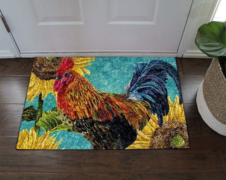 Sunflower Rooster Chicken Doormat