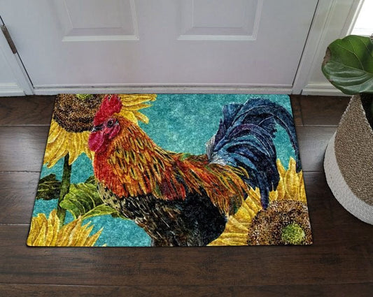 Sunflower Rooster Chicken Doormat
