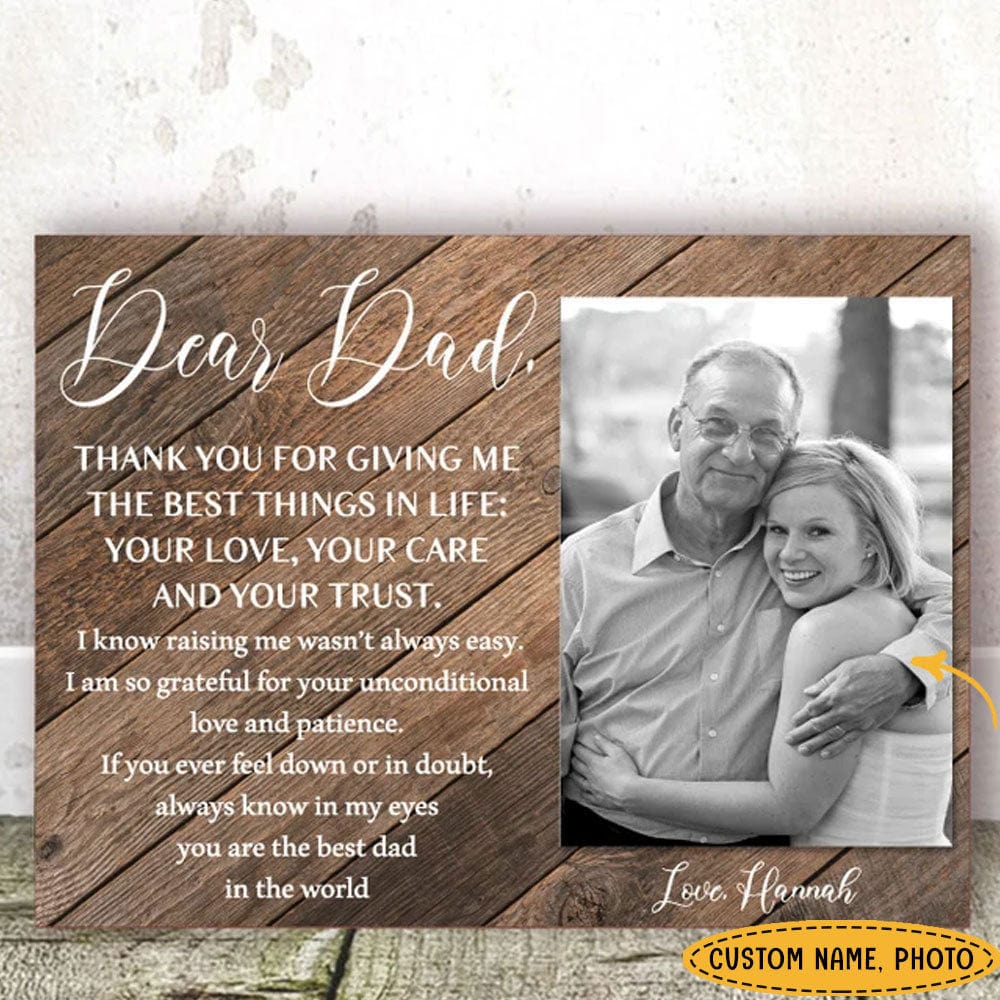 Dear Father Love From Daughter/Son Personalized Father's Day Poster, Canvas