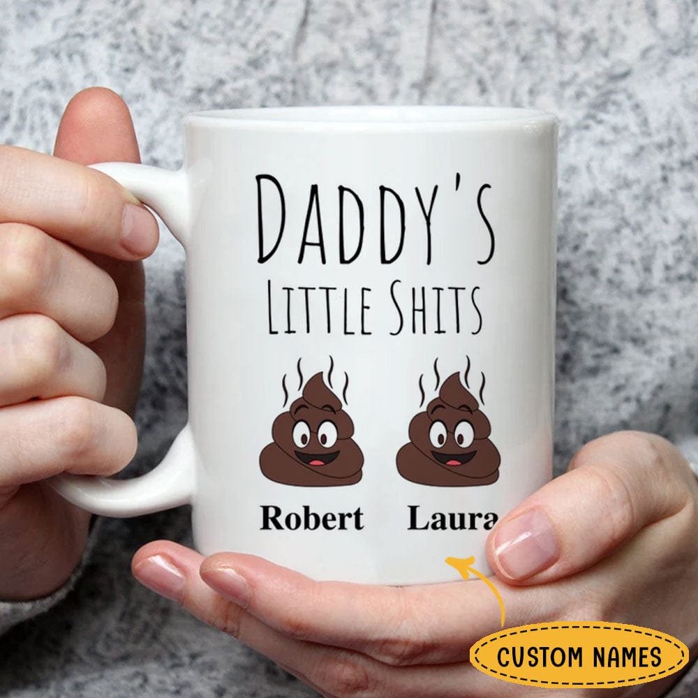 Tazas y vasos personalizados divertidos para el Día del Padre con el mensaje Little Shits de papá