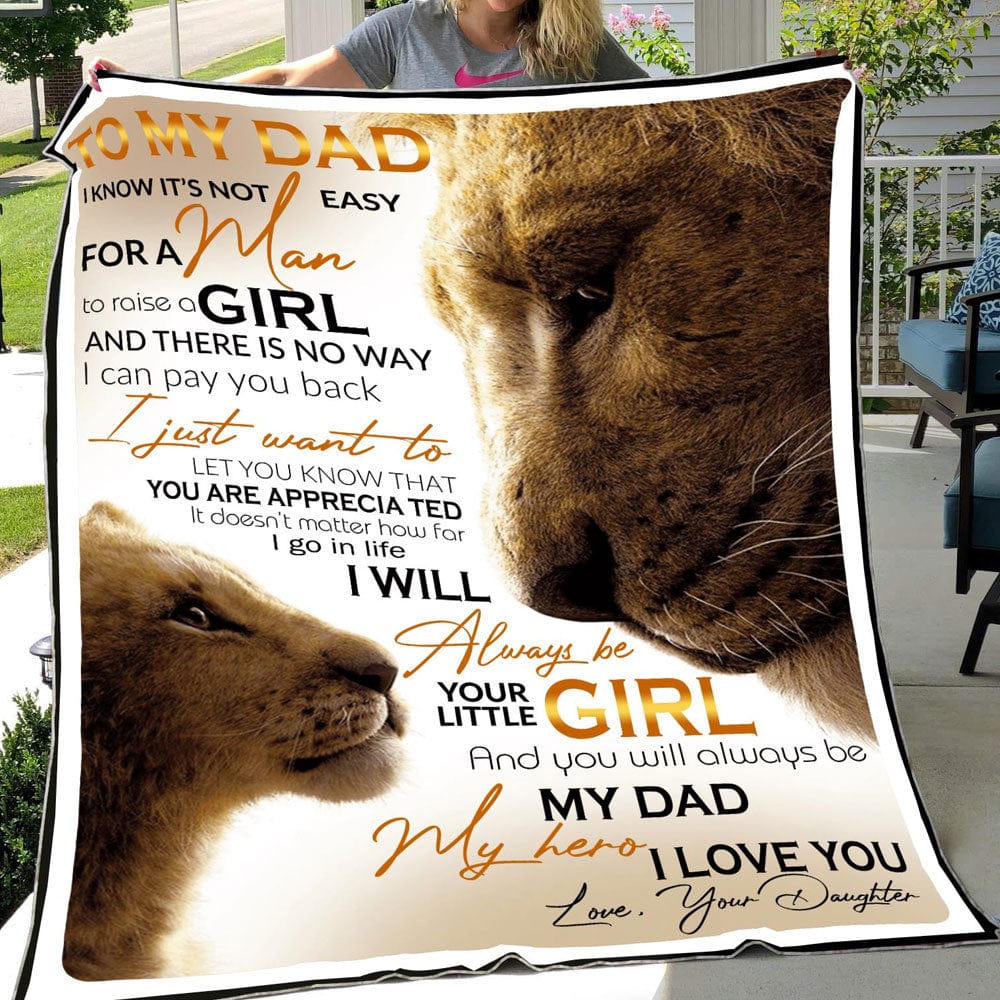 To My Dad Love From Daughter Lion Father's Day Blanket Fleece & Sherpa