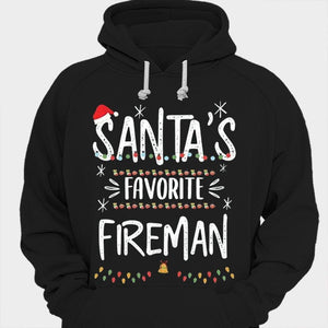 Camisetas navideñas de bomberos con el bombero favorito de Papá Noel