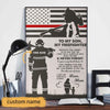 To My Son Love From Mom Personalized Firefighter Poster, Canvas