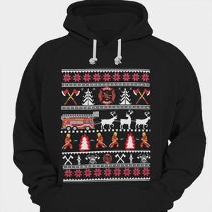 Camisetas de bomberos con mensaje de feliz Navidad