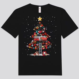 Christmas Firefighter With Fire Protection Equipment Shirts