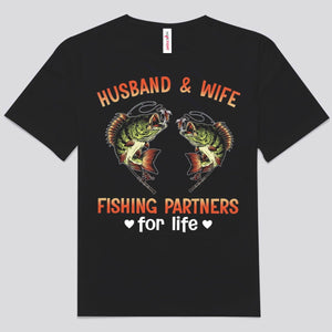 Camisetas de marido y mujer que son compañeros de pesca de por vida