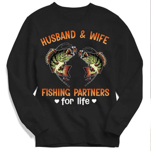 Couples Fishing Hoodie, Shirts Husband And Wife Partners For Life