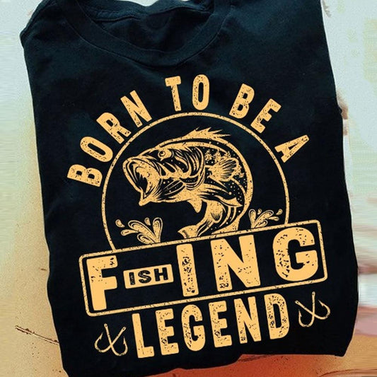Camisa de pescador Born To Be A Legend para hombre y mujer, manga larga, para pesca