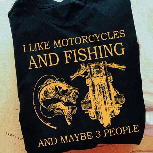 Me gusta pescar y quizás 3 personas pescan camisetas