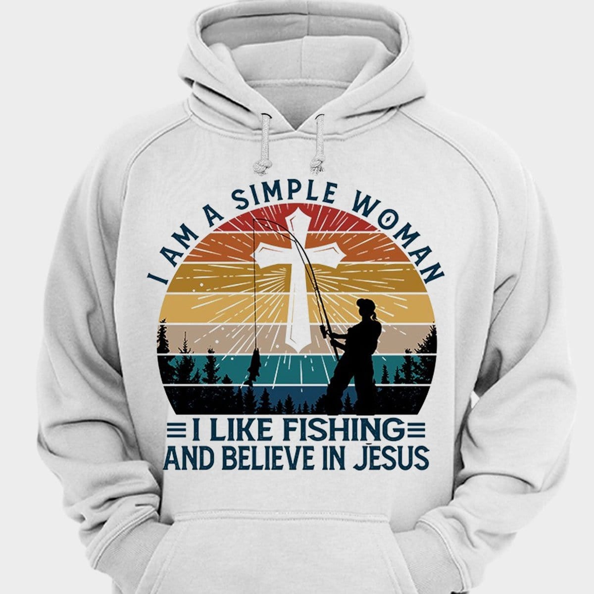 Women's Fishing Shirts, Hoodie I'm A Simple Woman I Like Fishing and Believe in Jesus Vintage Fishing T Shirts