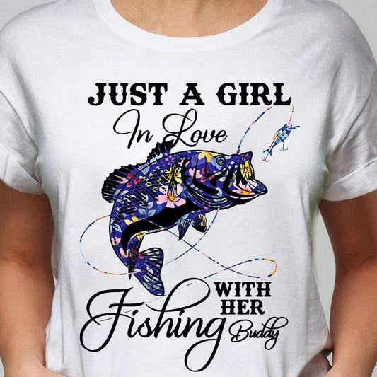 Camisetas de pesca para mujer Solo una chica enamorada de Fishing Buddy